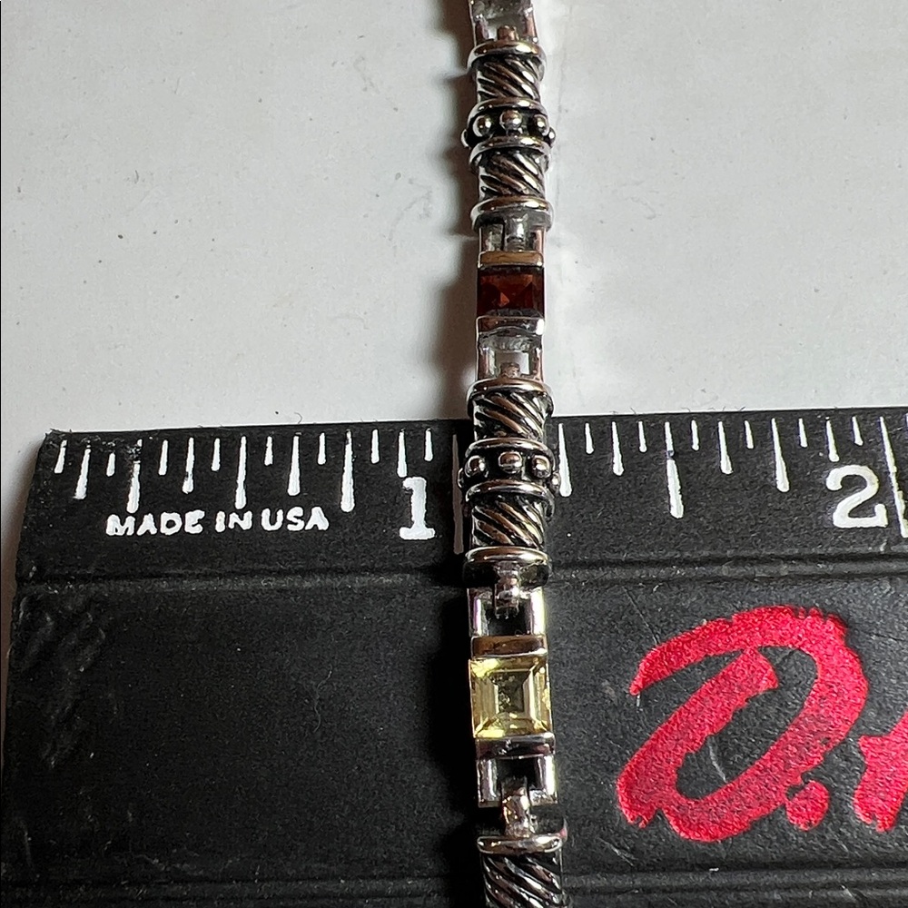 Tennis bracelet with multi color faceted gems, Silver 925, double safety clasp - Picture 16 of 16